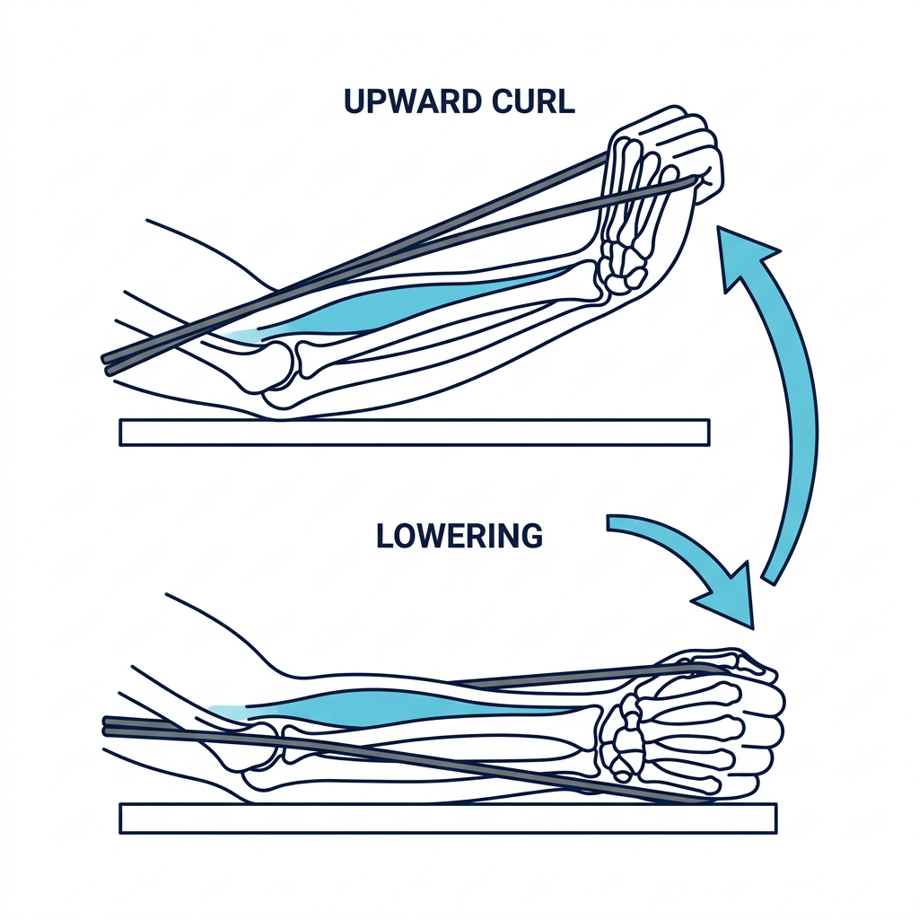 Minimalist line art illustrating Wrist Extensor Strengthening
